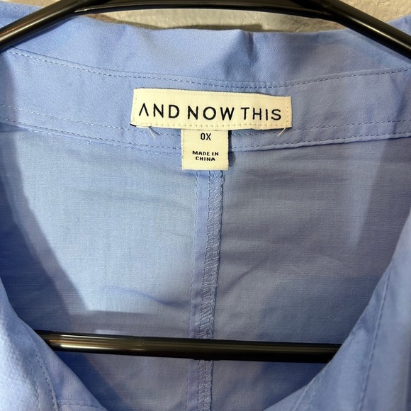 And Now This Cropped Shirt Blouse Top Long Sleeve Button Down Blue Size 0X NWT - Picture 4 of 7